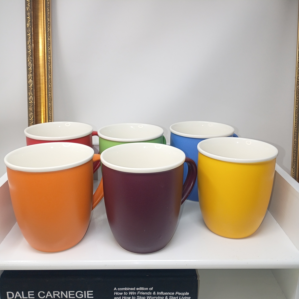 Colorful Ceramic Coffee Mugs - Set of 6 - Picture 6 of 7